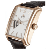 Orient Rose Gold Plated Automatic White Dial Leather Band Watch for Men - SDBAD002